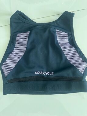 soulcycle Navy Swim Sports Bra with Light Purple Mesh Panels